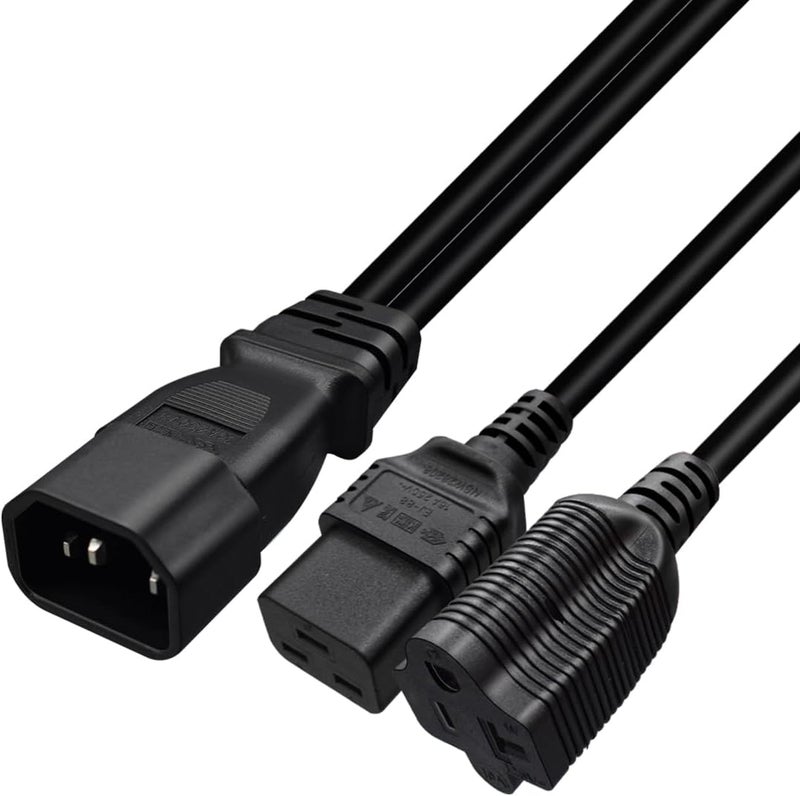 TEWOXIN IEC320 IEC C14 to C19 + NEMA 5-20R Y Splitter Power Cord,for Data Center PDU & High-Power Servers(1FT/0.3M) - Image 3